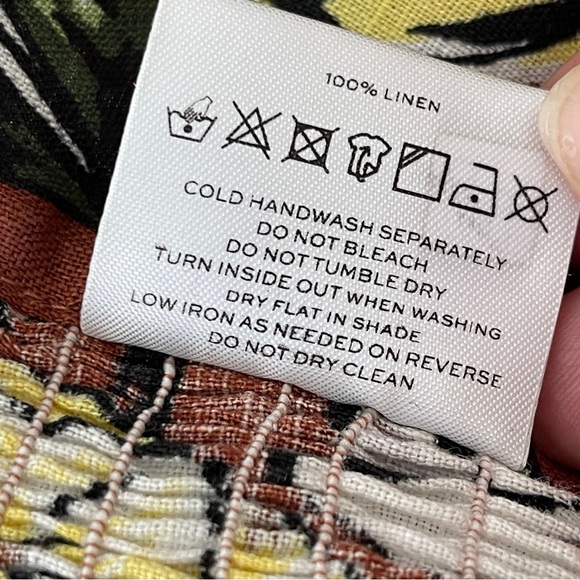 FAITHFULL The Brand Women's Brown Floral Front Knot Crop Top 100% Linen Size 4 - Picture 10 of 10